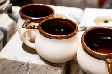 Clay injection molding technique in a traditional ceramics factory at the small city of Raquira in Colombia