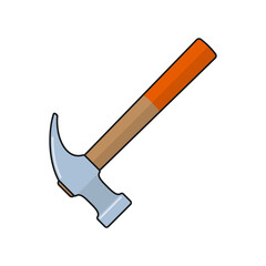 Hammer with wooden handle. Vector illustration, flat design