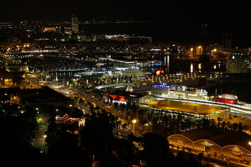 Fototapeta na wymiar Aerial View Of Illuminated City At Night