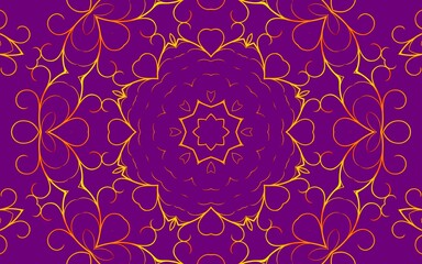 Simple and minimal background with symmetrical floral on purple background design