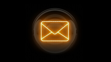 Fototapeta premium Mail. Mail button. Email. Nixie tube indicator. Gas discharge indicators and lamps. 3D. 3D Rendering