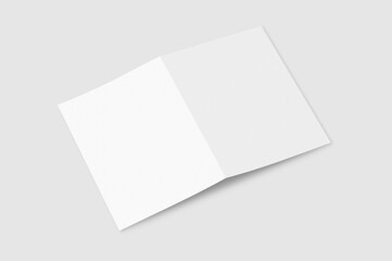 Realistic blank A4 bifold brochure for mockup. Paper illustration. 3D Render.