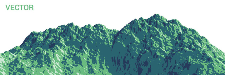Colorful stylized vector illustration of mountains in flat colors - 412739241