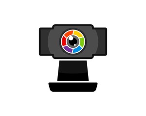 Fototapeta premium Modern web cam with rainbow lens camera