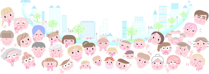 人々アイコンと私たちの暮らす町