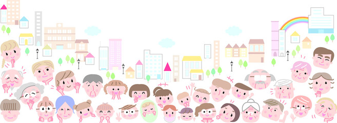 人々アイコンと私たちの暮らす町