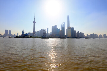 Fototapeta na wymiar Shanghai Huangpu River bank architecture scenery, Shanghai, China