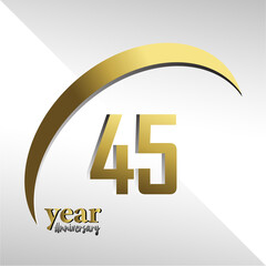 55 Year Anniversary Logo Vector Template Design Illustration gold and white