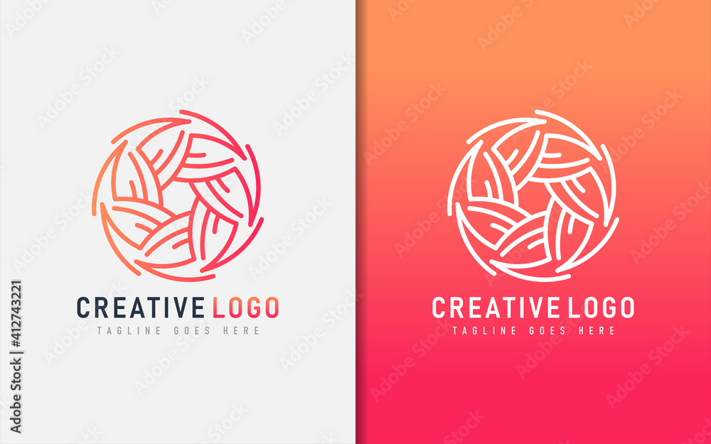 Poster abstract creative logo design based from circular round lines. geometric colorful lines symbol. vect