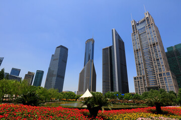 Fototapeta premium Architectural scenery of Lujiazui in Pudong, Shanghai, China