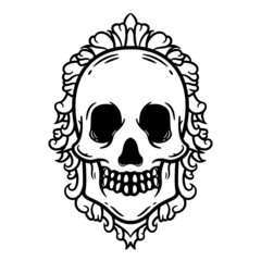 skull with ornament design illustration