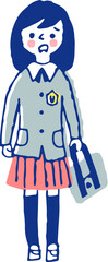困っている表情の制服姿の女の子