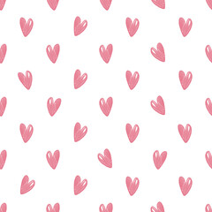 seamless valentine day pattern background with heart from pink pen