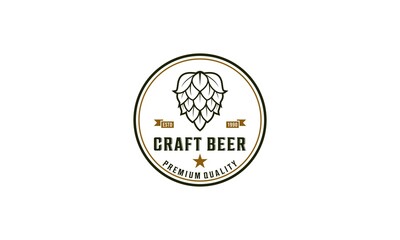Obraz premium Beer Logo Design Element in Vintage Style for Logotype, Label, Badge and other design. Brewery retro vector illustration.