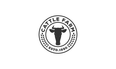 logo for cattle farm in white background