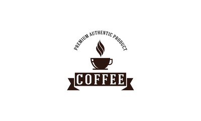 coffee cafe logo with a glass of warm coffee