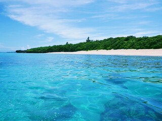 Fototapeta premium 沖縄の宮古島の透き通る海と砂浜