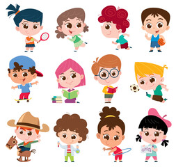 Vector illustration of Cartoon kids character