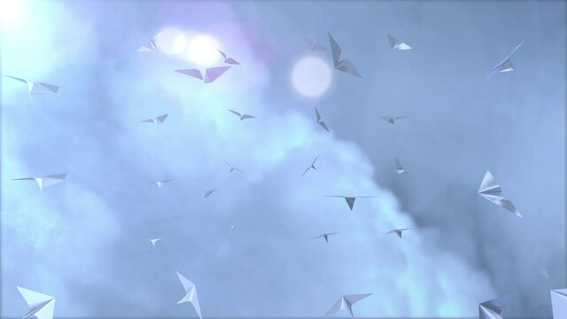 paper plane aircraft flying loop animation