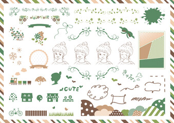 Fototapeta premium 女性好みの可愛らしい素材集 3