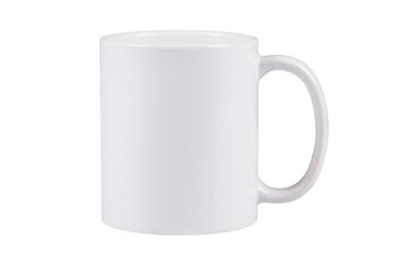 White coffee mug with copy space on white background with clipping path