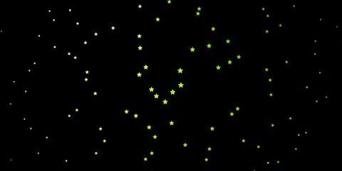 Dark Green, Yellow vector texture with beautiful stars.