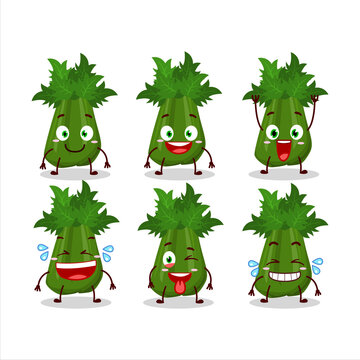 Cartoon character of celery with smile expression