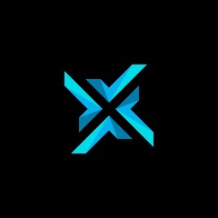 Abstract vector blue color X letter logo