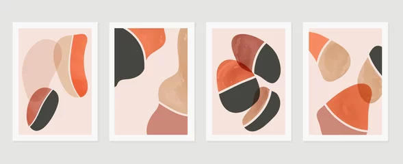 Abstrakte Wandkunst-Vektorhintergrundsammlung. Erdtöne Handgezeichnetes Kunstdesign in organischer Form für gerahmte Wanddrucke, Leinwanddrucke, Poster, Wohnkultur, Cover, Tapeten. © TWINS DESIGN STUDIO