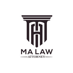 MA lettering attorney pillar ma law simbol design exclusive inspiration