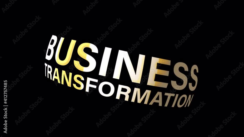 Poster 4k colorful word business transformation title - 3d illustration of isolated word business transform