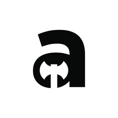 letter A with axe initial logo concept template vector illustration design isolated background