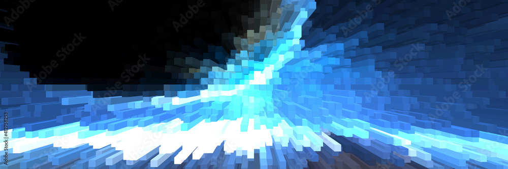 Poster abstract bright background with blue square and pattern
