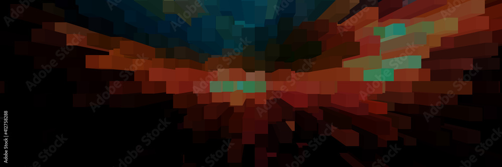 Poster abstract bright background with blue square and pattern
