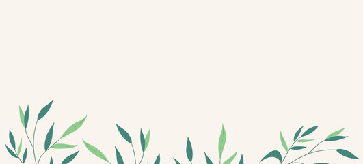 Naklejka premium Floral web banner with drawn color exotic monstera leaves. Nature concept design. Modern floral compositions with summer branches. Vector illustration on the theme of ecology, natura, environment