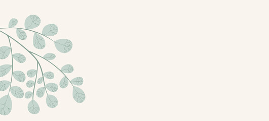 Naklejka premium Floral web banner with drawn color exotic monstera leaves. Nature concept design. Modern floral compositions with summer branches. Vector illustration on the theme of ecology, natura, environment