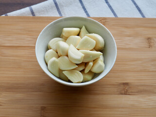 신선한 유기농 채소 마늘, 음식재료 
