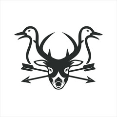 illustration of deer,duck and arrows, vector art. icon for archery activity.