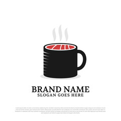 Japanese Sushi Seafood and coffee logo, food and drink restaurant logo design