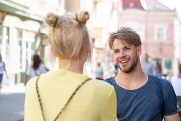 Obraz premium Couple romantic date. True love. Man with woman in relationships.