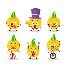 Cartoon character of nance fruit with various circus shows