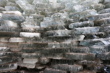 The ice is piled up in an ice cellar, North China