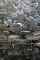 The ice is piled up in an ice cellar, North China