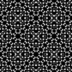  Geometric vector pattern with triangular elements. Seamless abstract ornament for wallpapers and backgrounds. Black and white colors.