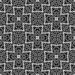  Geometric vector pattern with triangular elements. Seamless abstract ornament for wallpapers and backgrounds. Black and white colors.