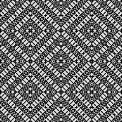  Geometric vector pattern with triangular elements. Seamless abstract ornament for wallpapers and backgrounds. Black and white colors.