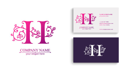 Premium Vector H logo. Monnogram, lettering and business cards. Personal logo or sign for branding an elite company.