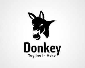 Silhouette head donkey horse art logo icon symbol design illustration inspiration