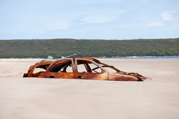 The Abandoned Car on the beach Strahan Tasmania 