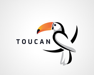 Simple art drawing toucan bird sitting logo symbol design illustration inspiration - obrazy, fototapety, plakaty